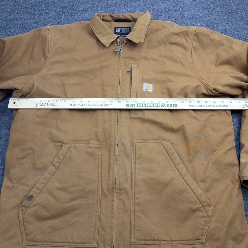 Carhartt Loose Fit Men XL Duck Canvas Sherpa Lined Jacket 0C4293-M Logo Brown - Picture 5 of 10